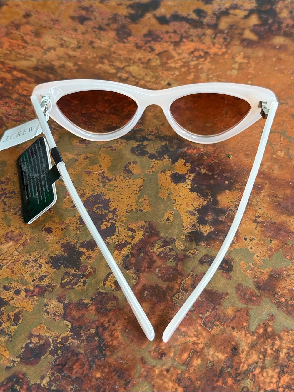 J. Crew White Rose Bungalow Cat Eye Women's Light Tint UVA Protective Sunglasses - Picture 7 of 13
